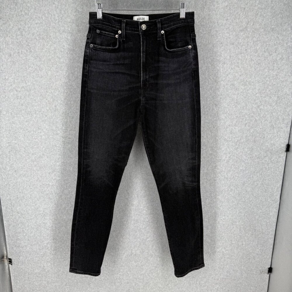 Agolde Womens Pinch Waist Skinny Jeans Size 27 Black Denim High Rise Classic